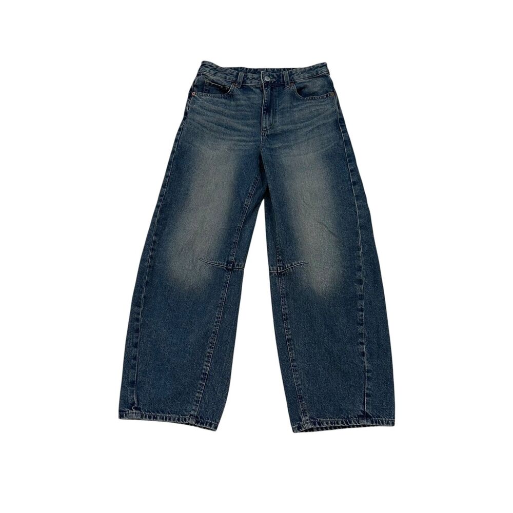 GU Barrel Leg Jeans Women's Japan Size L - 27 Inch Waist / Short 27" Inseam